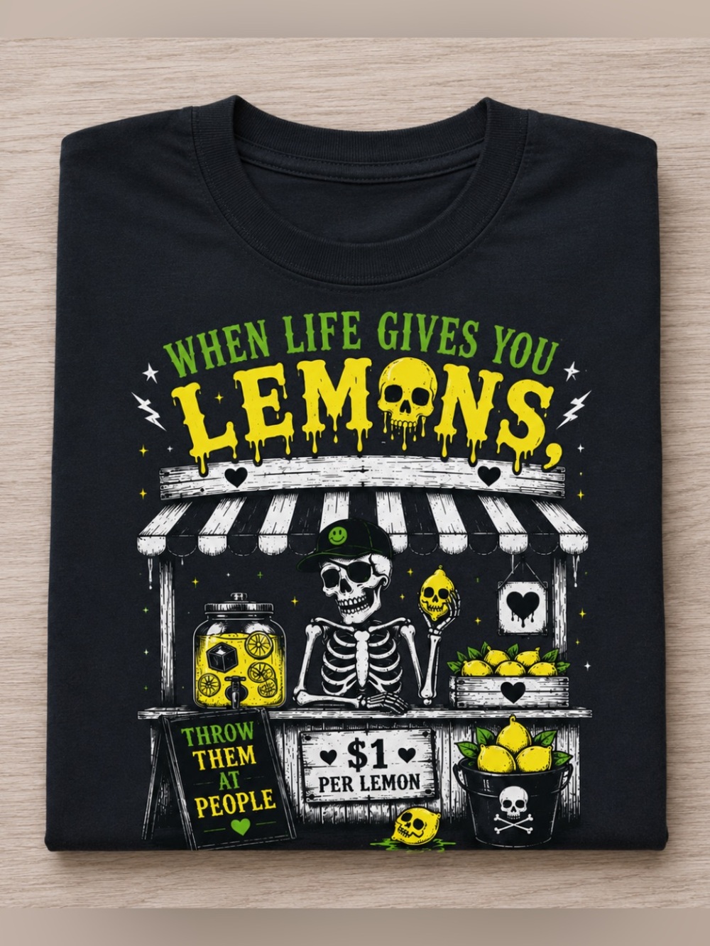 Halloween Black Lemons Graphic Tee - 'When Life Gives You Lemons'